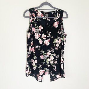 Express black bold spring floral lightweight y2k‎ flowy back sleeveless top